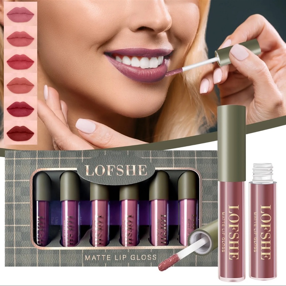 Matte Liquid Lipstick With Lip Plumper Makeup Set Velvety Long Clear Lip Gloss